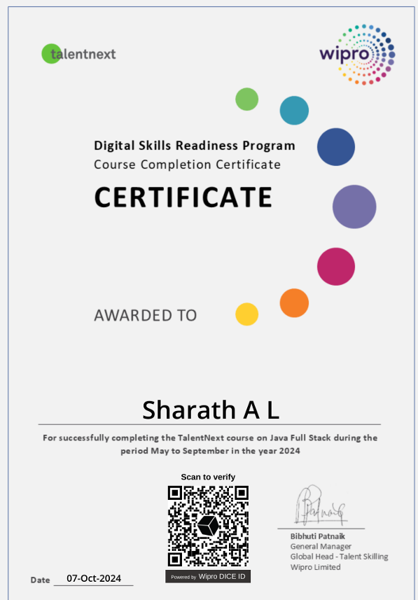 Wipro Certificate